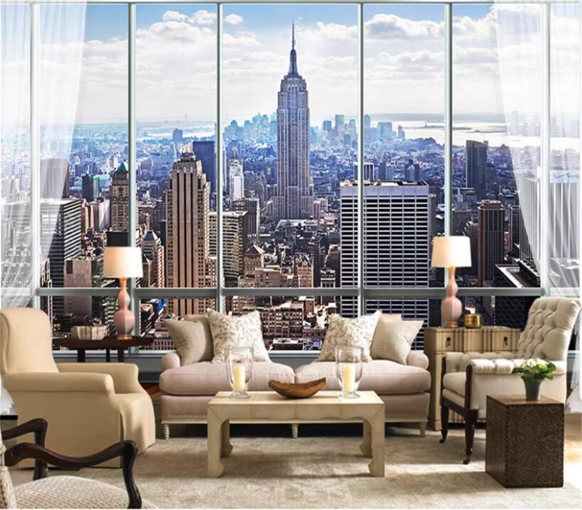 Interior Design York - New York Sunrise-ventana 3D con paisaje