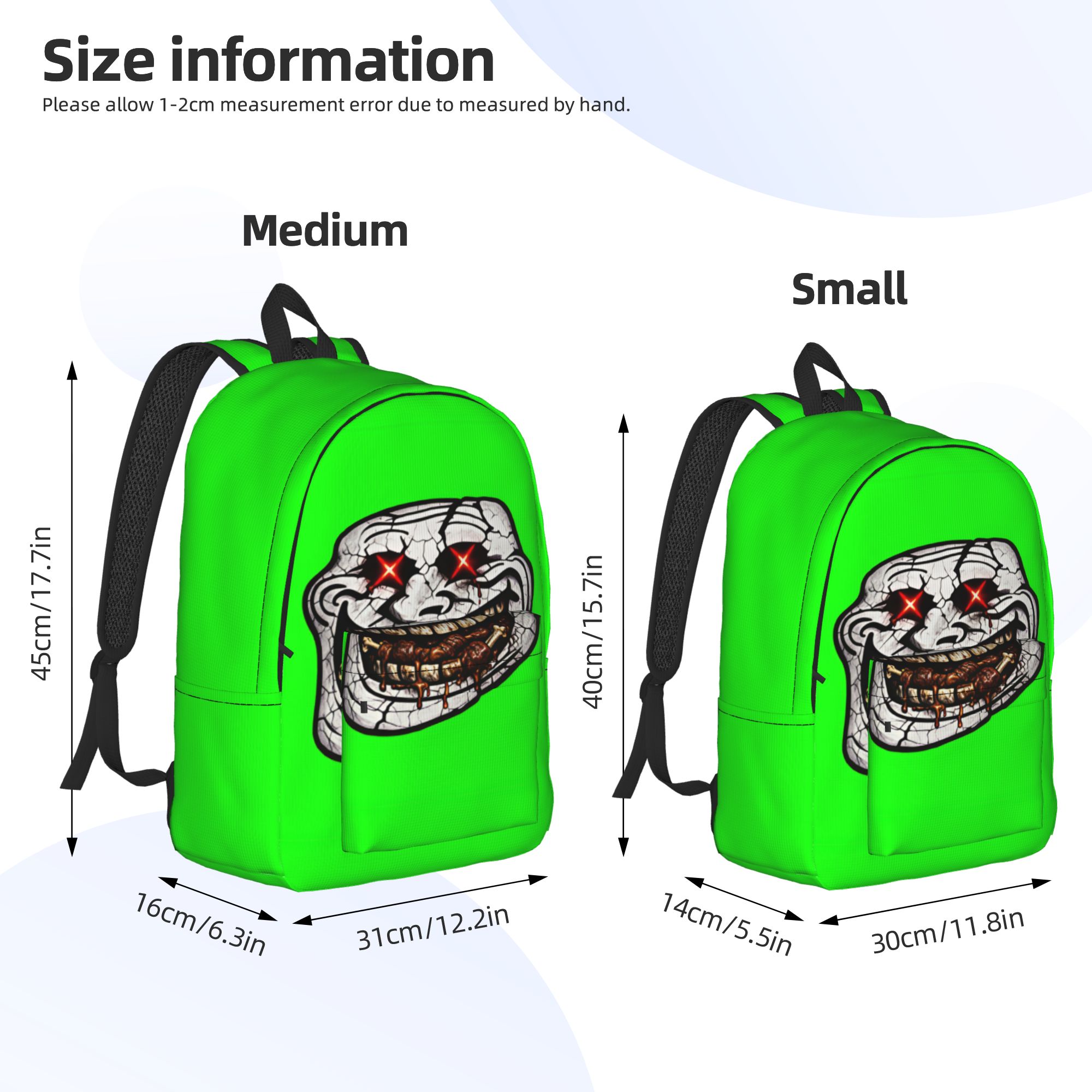 Mochila divertida Trollface, m - Interior Design University In China reseña y precio