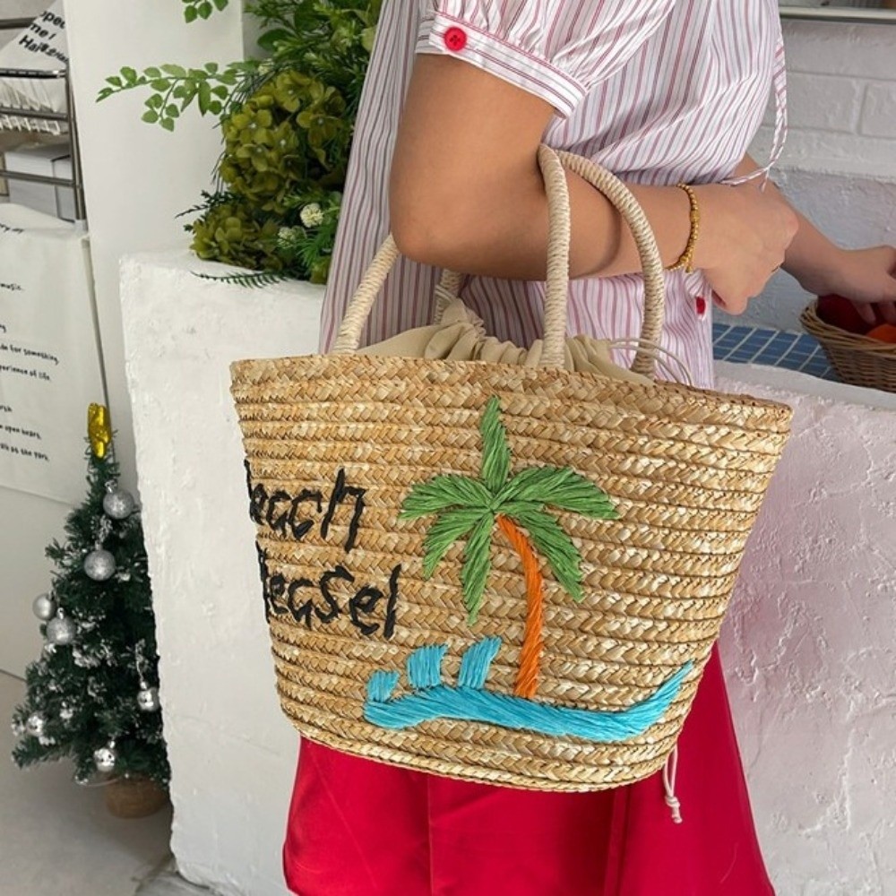 Bolsos de mano de paja con bor - Interior Design Style reseña y precio